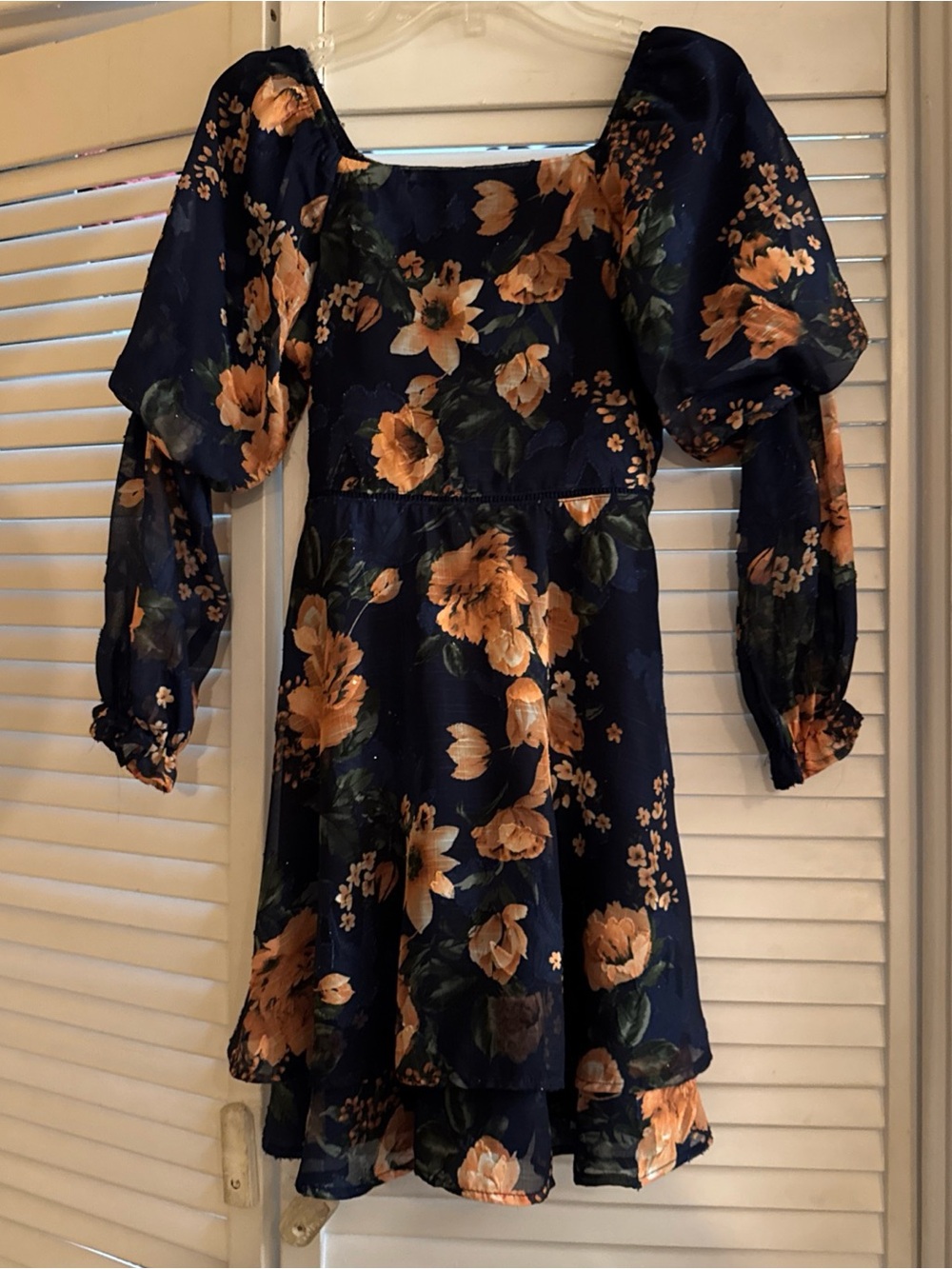 Xtraordinary Navy Dress with orange/brown Detail